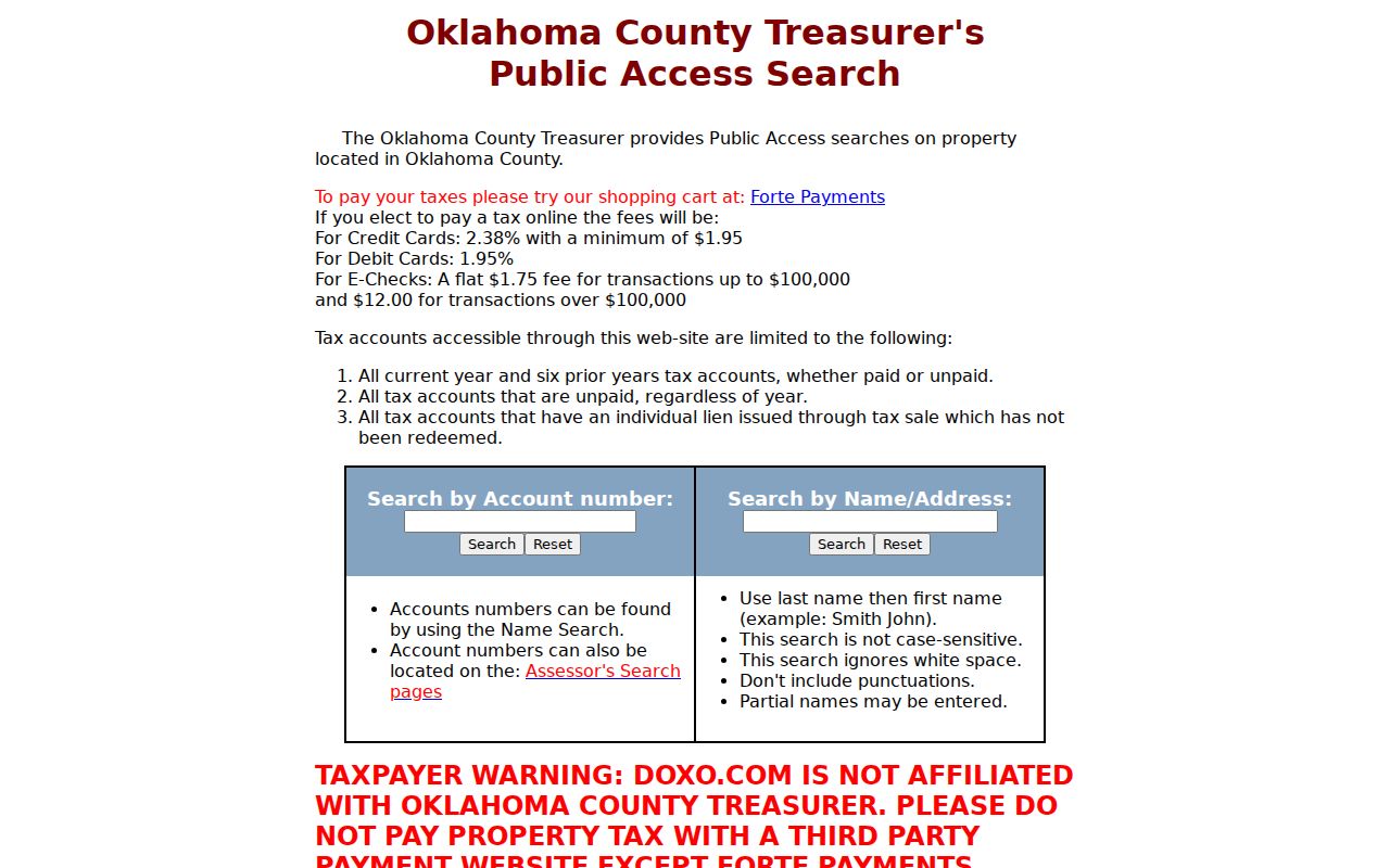 Oklahoma County residents directory county public tax-access portal