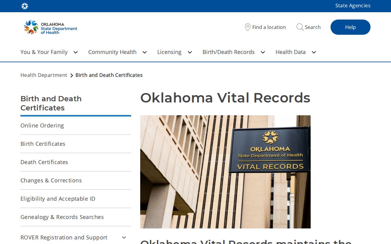 Oklahoma County residents directory Oklahoma Vital Records service page