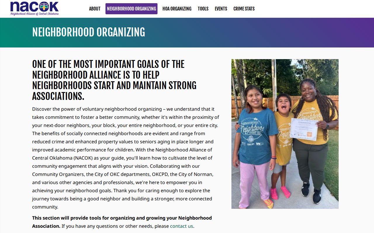 Oklahoma County neighbors Neighborhood Alliance association registry information