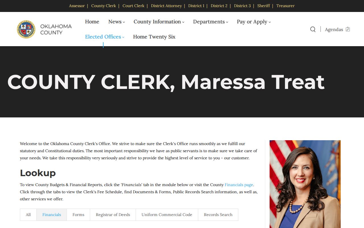 Oklahoma County previous residents County Clerk grantor and grantee record route