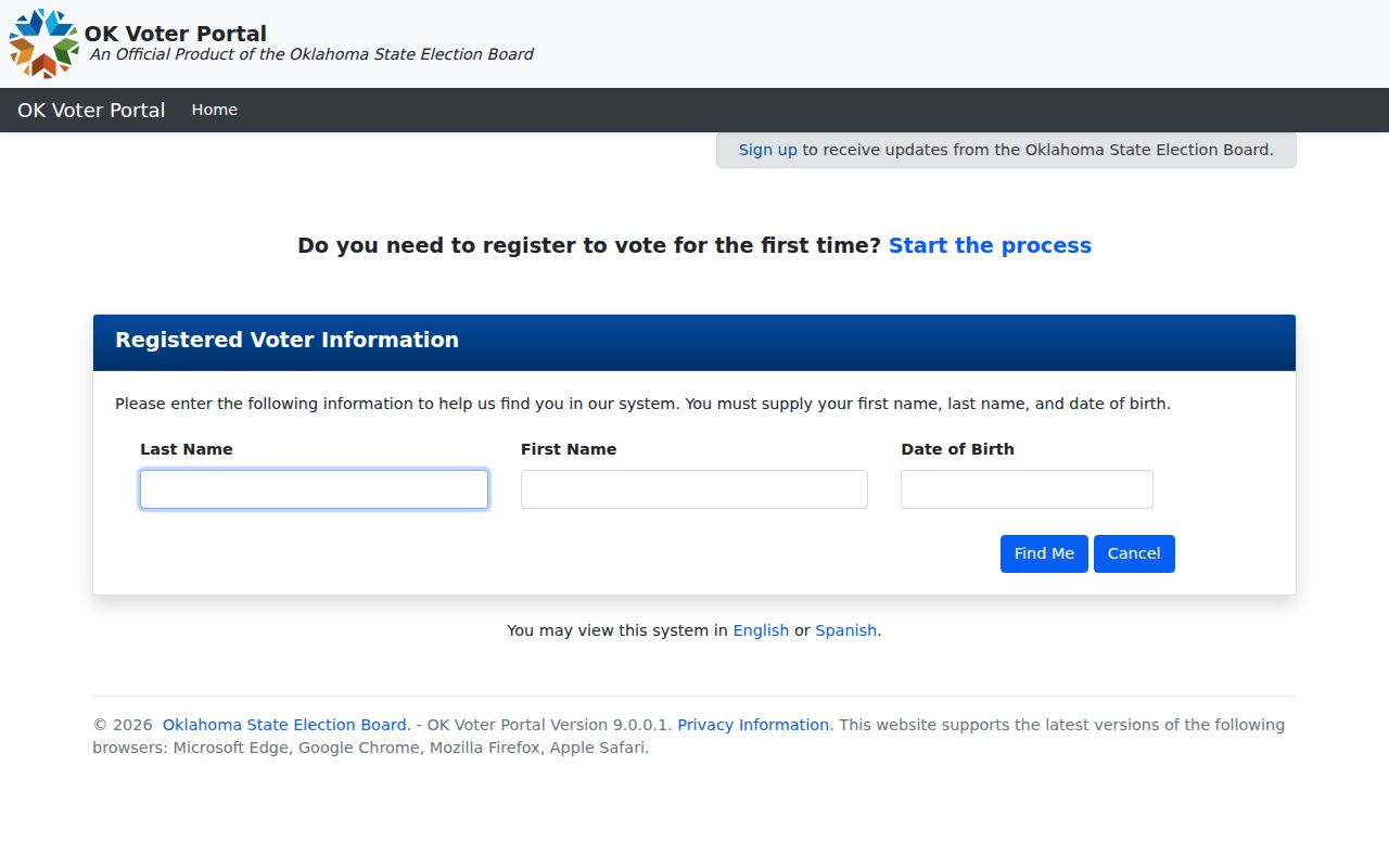 Oklahoma County resident lookup Oklahoma Voter Portal form